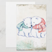 Polar Bears Couple Briefpapier (Vorne/Hinten)