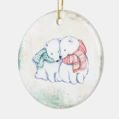 Polar Bears Couple Keramik Ornament (Links)