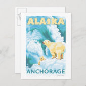 Polar Bears & Cub - Anchorage, Alaska Postkarte (Vorne/Hinten)