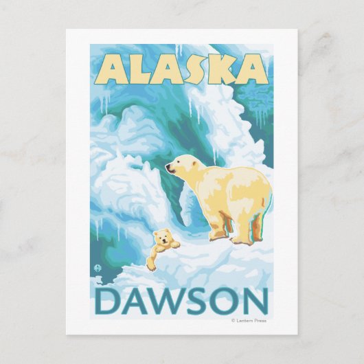 Polar Bears & Cub - Dawson, Alaska Postkarte (Vorderseite)