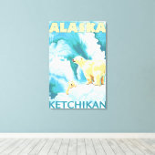 Polar Bears & Cub - Ketchikan, Alaska Leinwanddruck (Insitu (Holzboden))