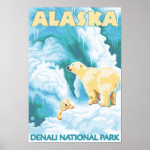 Polar Bears & Cub - Nationalpark Denali, Alaska Poster (Vorne)