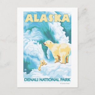 Polar Bears & Cub - Nationalpark Denali, Alaska Postkarte