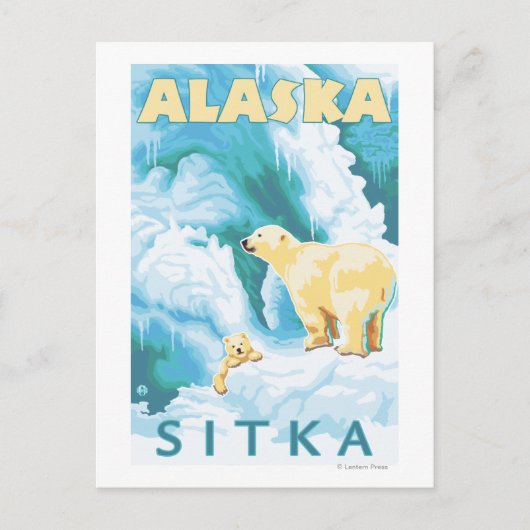 Polar Bears & Cub - Sitka, Alaska Postkarte (Vorderseite)