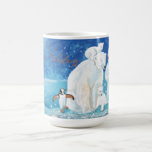 Polar Bears, Fox, Pinguin & Snowman Happy Kaffeetasse (Mittel)