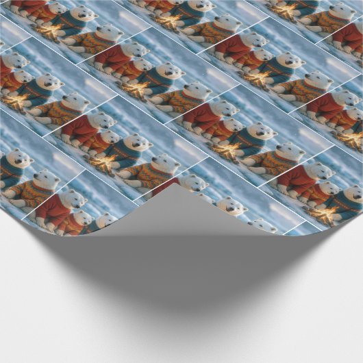Polar Bears Gathering Around a Bonfire Geschenkpapier (Ecke)