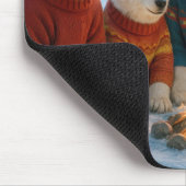 Polar Bears Gathering Around a Bonfire Mousepad (Ecke)