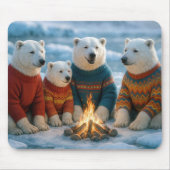 Polar Bears Gathering Around a Bonfire Mousepad (Vorne)