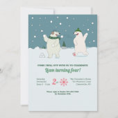 Polar Bears Geburtstagsparty Einladung (Vorderseite)