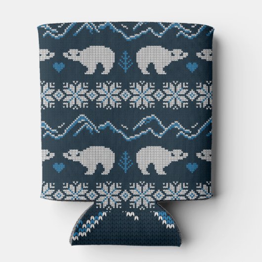 Polar Bears Gezwirntes Wintermuster Dosenkühler (Rückseite)