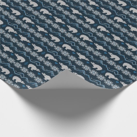 Polar Bears Gezwirntes Wintermuster Geschenkpapier (Ecke)