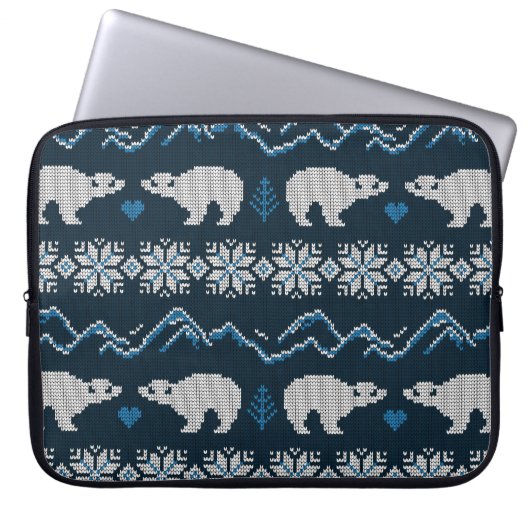 Polar Bears Gezwirntes Wintermuster Laptopschutzhülle (Vorderseite)