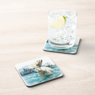 Polar Bears Hard Plastic Untersetzer