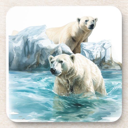 Polar Bears Hard Plastic Untersetzer (Vorderseite)