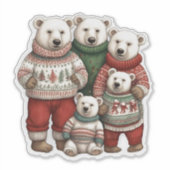 Polar Bears in Sweatern Aufkleber (Vorderseite)