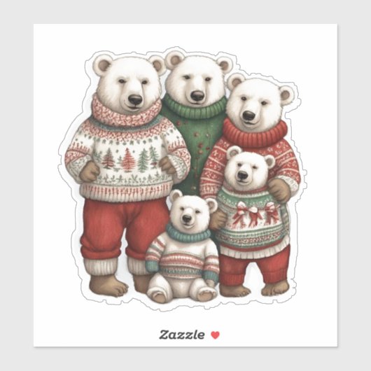 Polar Bears in Sweatern Aufkleber (Blatt)