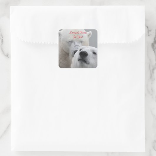 Polar Bears Liebe Quadratischer Aufkleber (Tasche)