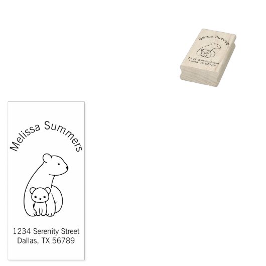 Polar Bears: Mutter und Anschrift des Cub Gummistempel (Stempel)