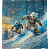 Polar Bears on Snowboards Design von Rich AMeN Gil Duschvorhang (Vorderseite)
