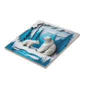 Polar Bears Papercraft Scene in Blue Arctic Forest Fliese (Seite)