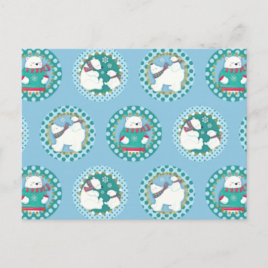 Polar Bears Pattern - Niedliche Winterferien Postkarte (Vorderseite)