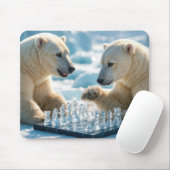 Polar Bears Playing Chess Mousepad (Mit Mouse)