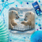 Polar Bears Playing Chess On a Glacier Pappteller (Party)