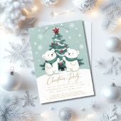 Polar Bears Schnee Niedliches Weihnachtsfest Party Einladung