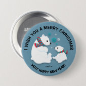 Polar Bears Schneeflocken Frohe Weihnachtsknopf Button (Vorne & Hinten)