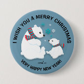 Polar Bears Schneeflocken Frohe Weihnachtsknopf Button (Vorderseite)