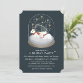 Polar Bears Snow Globe Navy Business Holiday Party Einladung (Stehend Vorderseite)