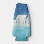 Polar Bears & Snowy Landscape Illustration Flaschenkühler (Vorderseite)