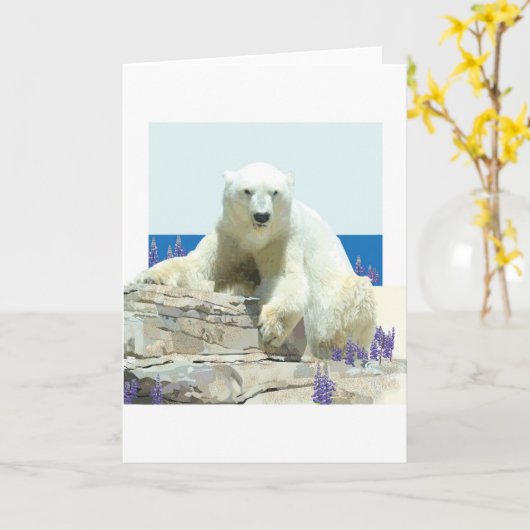 Polar Bear's Spring Grußkarte Karte (Gelbe Blume)