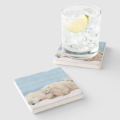 Polar Bears Stone Untersetzer (Seitenansicht)