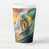 Polar Bears Surfing 02 Design von Rich AmeN Gill Milchtasse (Vorderseite)