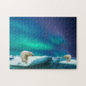 Polar Bears und das Puzzle Aurora Borealis Jigsaw (Horizontal)