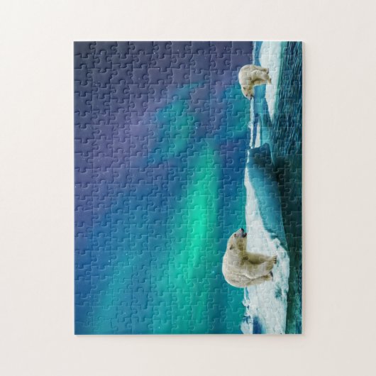 Polar Bears und das Puzzle Aurora Borealis Jigsaw (Vertikal)