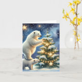 Polar Bears Under Starnight Christmas Card Karte (Gelbe Blume)