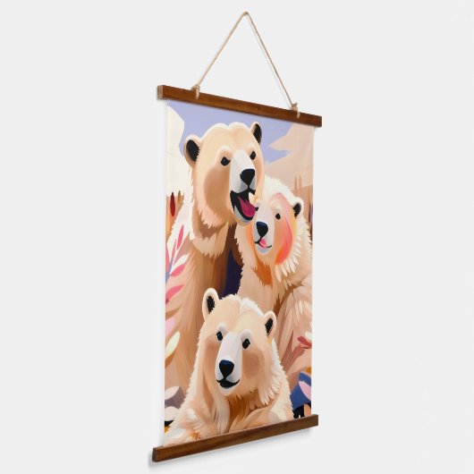 Polar Bears Wandteppich Mit Holzrahmen (Gewinkelt)