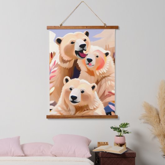 Polar Bears Wandteppich Mit Holzrahmen (Schlafzimmer)