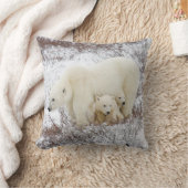 Polar Bears weiblich und zwei Jungen Kissen (Decke)