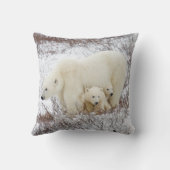 Polar Bears weiblich und zwei Jungen Kissen (Rückseite)