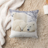 Polar Bears weiblich und zwei Jungen Kissen (Decke)