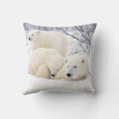 Polar Bears weiblich und zwei Jungen Kissen (Rückseite)