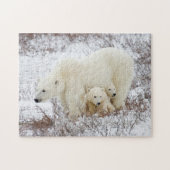 Polar Bears weiblich und zwei Jungen Puzzle (Horizontal)