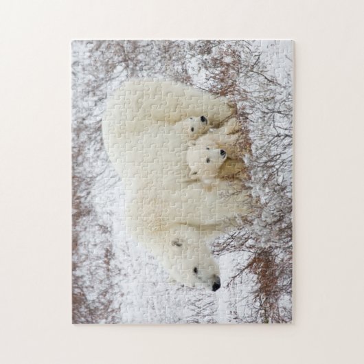 Polar Bears weiblich und zwei Jungen Puzzle (Vertikal)