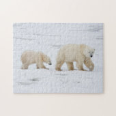 Polar Bears weiblich und zwei Jungen Puzzle (Horizontal)