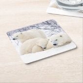 Polar Bears weiblich und zwei Jungen Rechteckiger Pappuntersetzer (angewinkelt)