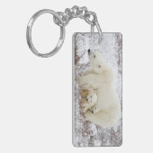 Polar Bears weiblich und zwei Jungen Schlüsselanhänger (Vorderseite links)