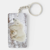 Polar Bears weiblich und zwei Jungen Schlüsselanhänger (Rückseite)